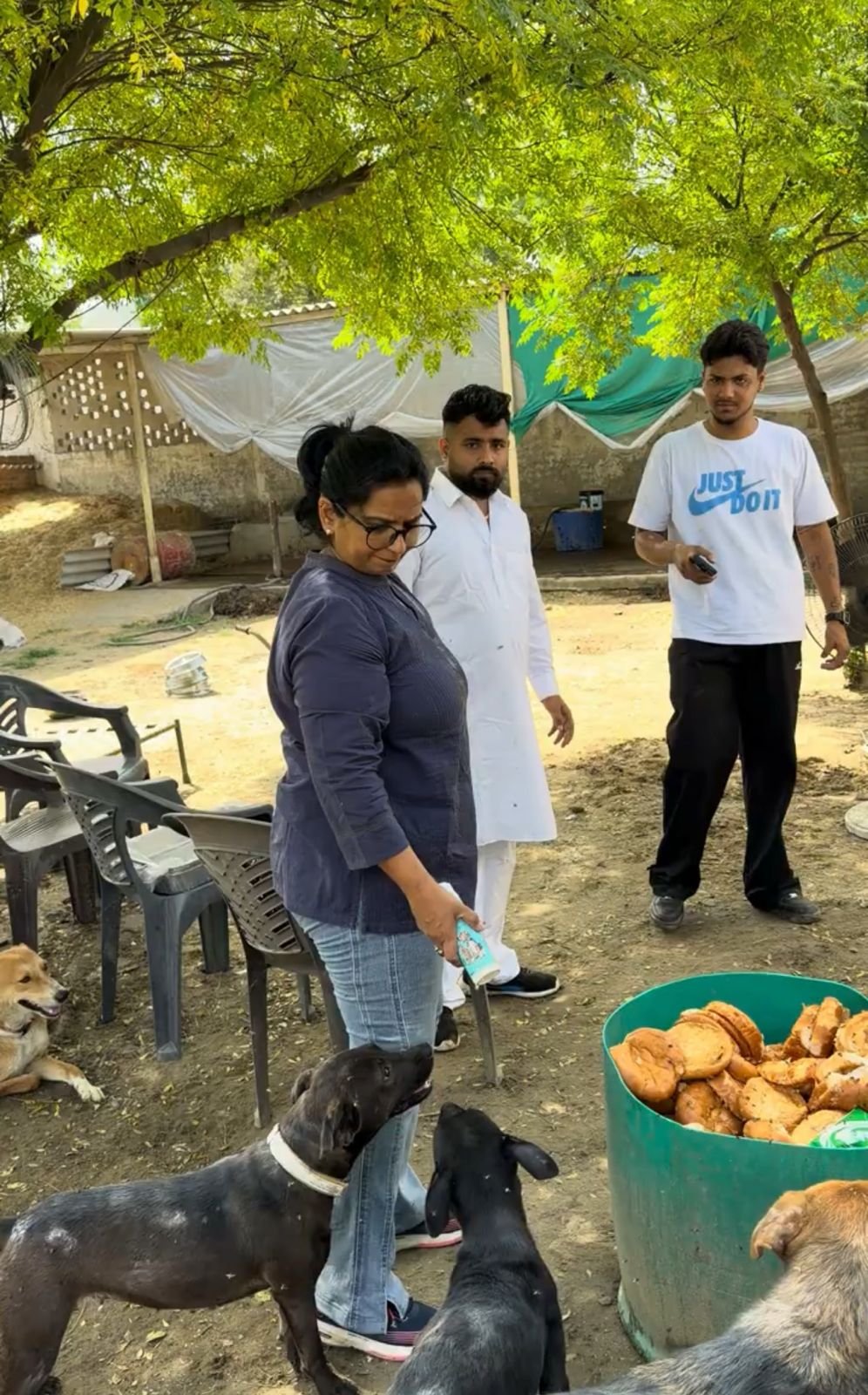 HIFAZAT NGO volunteers feeding hungry street dogs during daily rescue work